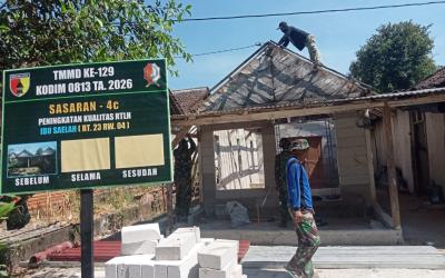 Salah satu sasaran fisik yang saat ini dikebut adalah peningkatan kualitas Rumah Tinggal Layak Huni (RTLH) milik Ibu Saelah, warga RT.023 RW.004 Desa Kesongo.