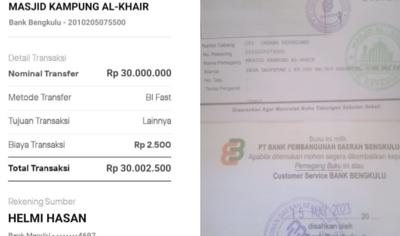 Tampak Bukti Tf Mengatasnamakan Walikota Helmi Hasan