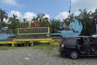Hurif pada tulisan patung gurita yang menjadi Icon Kabupaten Kaur banyak yang hilang, Kamis, (09/08/2024)