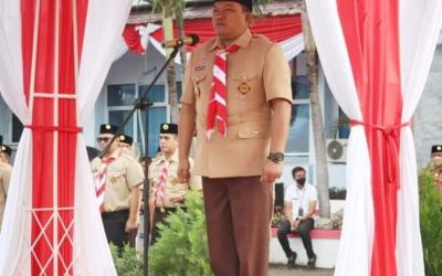 Bupati Seluma Erwin Octavian, SE memimpin langsung upacara peringatan hari Pramuka ke-61 Tahun 2022 di Kabupaten Seluma.