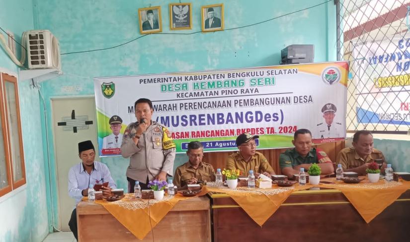 Musyawarah perencanaan pembangunan Desa Kembang Seri Kecamatan Pino Raya 2024 di Kantor Desa Kembang Seri kecamatan Pino Raya kabupaten Bengkulu Selatan, Senin (21/08/23) Pagi.