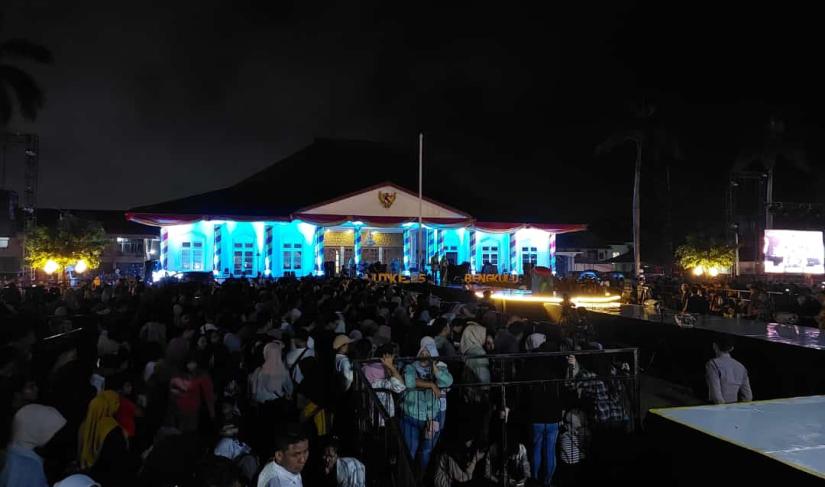 Malam puncak HUT Provinsi Bengkulu ke 55, di Balai Raya Semarak Bengkulu, Sabtu (18/11/23) malam.