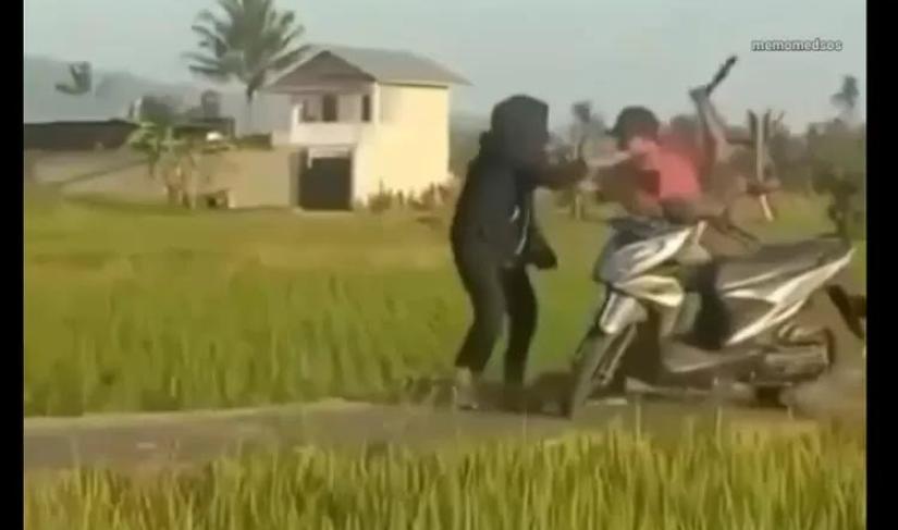 Viral aksi begal beraksi di kawasan wisata Sawah Rimbo Recap Curup Rejang Lebong Bengkulu.