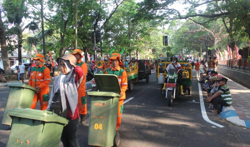 Pemerintah Kabupaten Nganjuk dalam rangka merayakan HUT Kemerdekaan RI Ke-78 mengadakan pawai budaya, Minggu (20/8/2023).