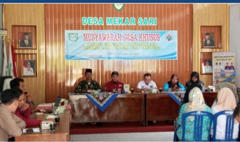 Musdesus) penetapan Data keluarga calon penerima BLT-DD Tahun 2023 pada hari Kamis, (9/02/2023) di balai Desa Mekar Sari