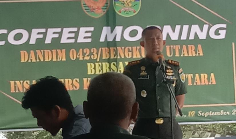 komandan kodim 0423 letnan kolonel Aidil Hajri M.Han Saat menyampaikan kata sambutan 