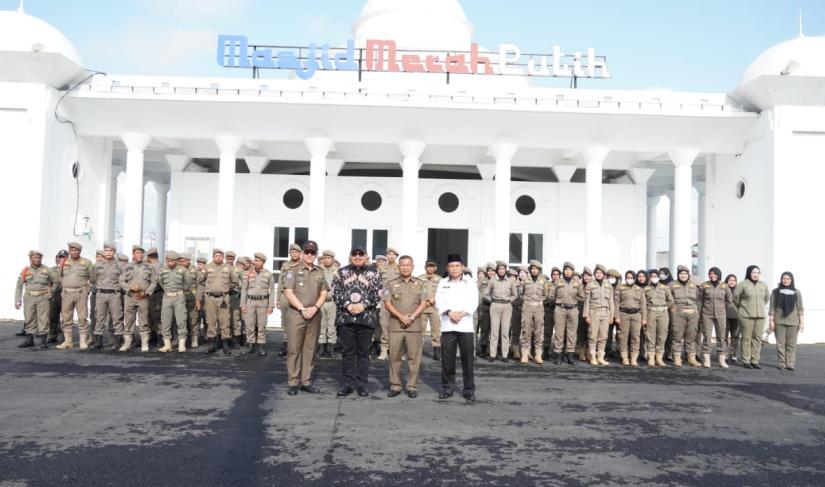 Apel kesiapan personel Satpol PP Kota Bengkulu dalam mengamankan Pemilu.