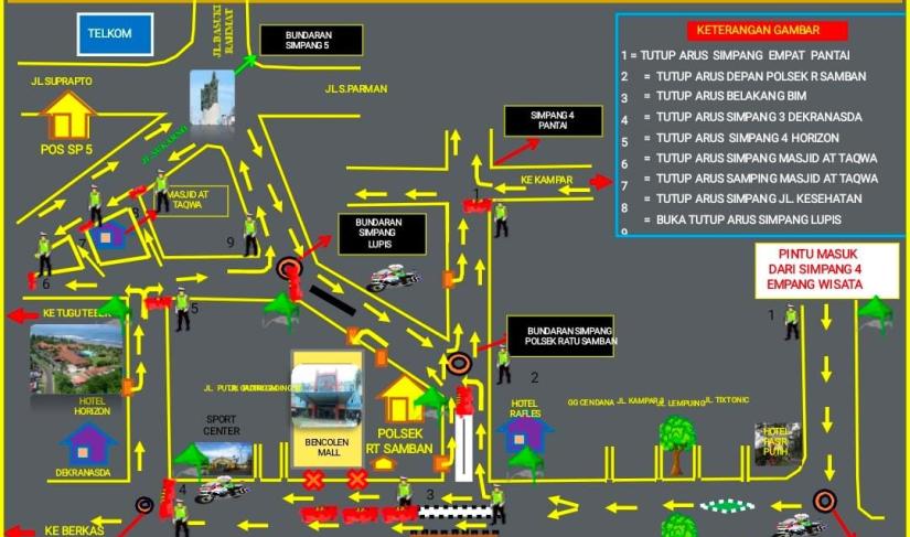 Rekayasa lalulintas Polda Bengkulu pada malam Tahun Baru.