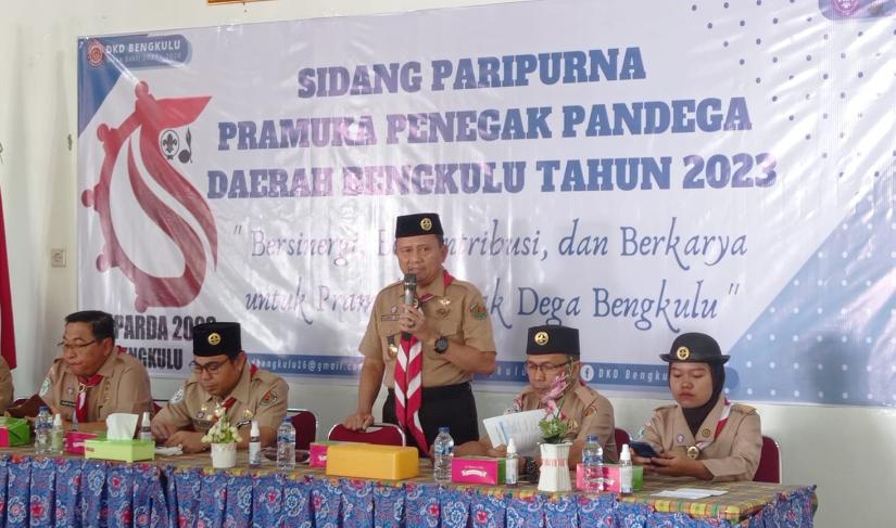 Ketua Kwarda 07 Bengkulu Kakak Hamka Sabri membuka langsung kegiatan Rapat paripurna pramuka Penegak dan pandega