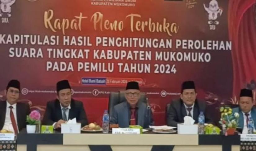 KPU Mukomuko Adakan Rapat Pleno Terbuka untuk Rekapitulasi Hasil Pemilu 2024 Foto/Dok
