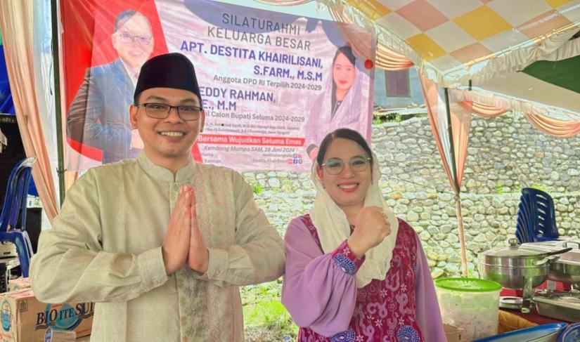 Destita Khairilisani Ucapkan Terima Kasih kepada Masyarakat Seluma dalam Acara Silaturahmi Keluarga Besar.