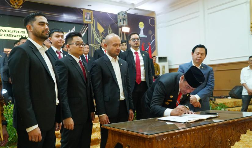 Pelantikan Badan Pengurus Daerah (BPD) Himpunan Pengusaha Muda Indonesia (HIPMI) Provinsi Bengkulu periode 2024-2027 berlangsung meriah di Balai Raya Semarak Bengkulu, Kamis (19/12).