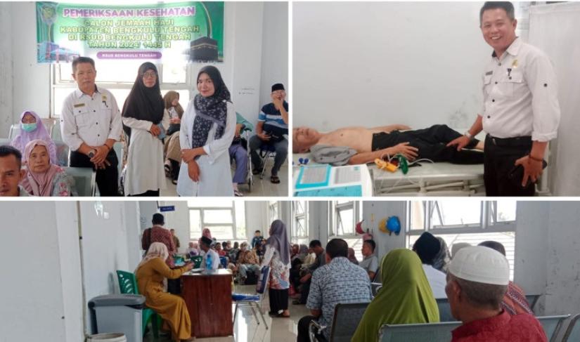 Tim medis di Rumah Sakit Umum Daerah Kabupaten Bengkulu Tengah sedang melakukan Medical Check Up (MCU) Tahap II untuk calon jemaah haji dari Kabupaten Bengkulu Tengah, sebagai bagian dari persiapan musim haji 1445H/2024M.  (FOTO: Dok/Penarafflesia.com)