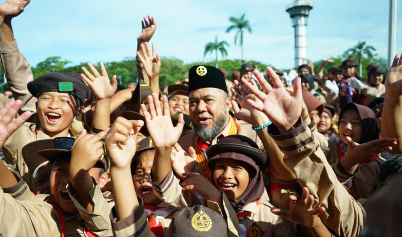 Gubernur Bengkulu Helmi Hasan memimpin Apel Besar peringatan Hari Pramuka ke-64 Tahun 2025, Kamis (14/8).