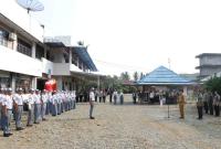 Sebanyak 40  anggota pasukan pengibar bendera pusaka (Paskibraka) mengikuti upacara tantingan, di Hotel Febi yang berada di Jl. Jend Sudirman Manna, Selasa (8/8/23). 