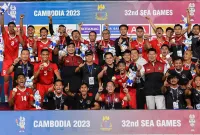 Foto Bersama Timnas Indonesia saat Juara di Sea Games 2023 Kambodja FOto.DOK