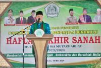 Gubernur Bengkulu, Rohidin Mersyah, dalam sambutannya pada Haflah Akhir Sanah Tahun Pelajaran 2023/2024 di Aula Serbaguna Ponpes Pancasila Bengkulu, Sabtu (18/5).