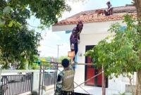 Satgas TMMD ke-129 Kodim 0813 Bojonegoro bersama warga bergotong royong merehabilitasi SD Negeri Kesongo 1, Desa Kesongo, Kecamatan Kedungadem, Kabupaten Bojonegoro.